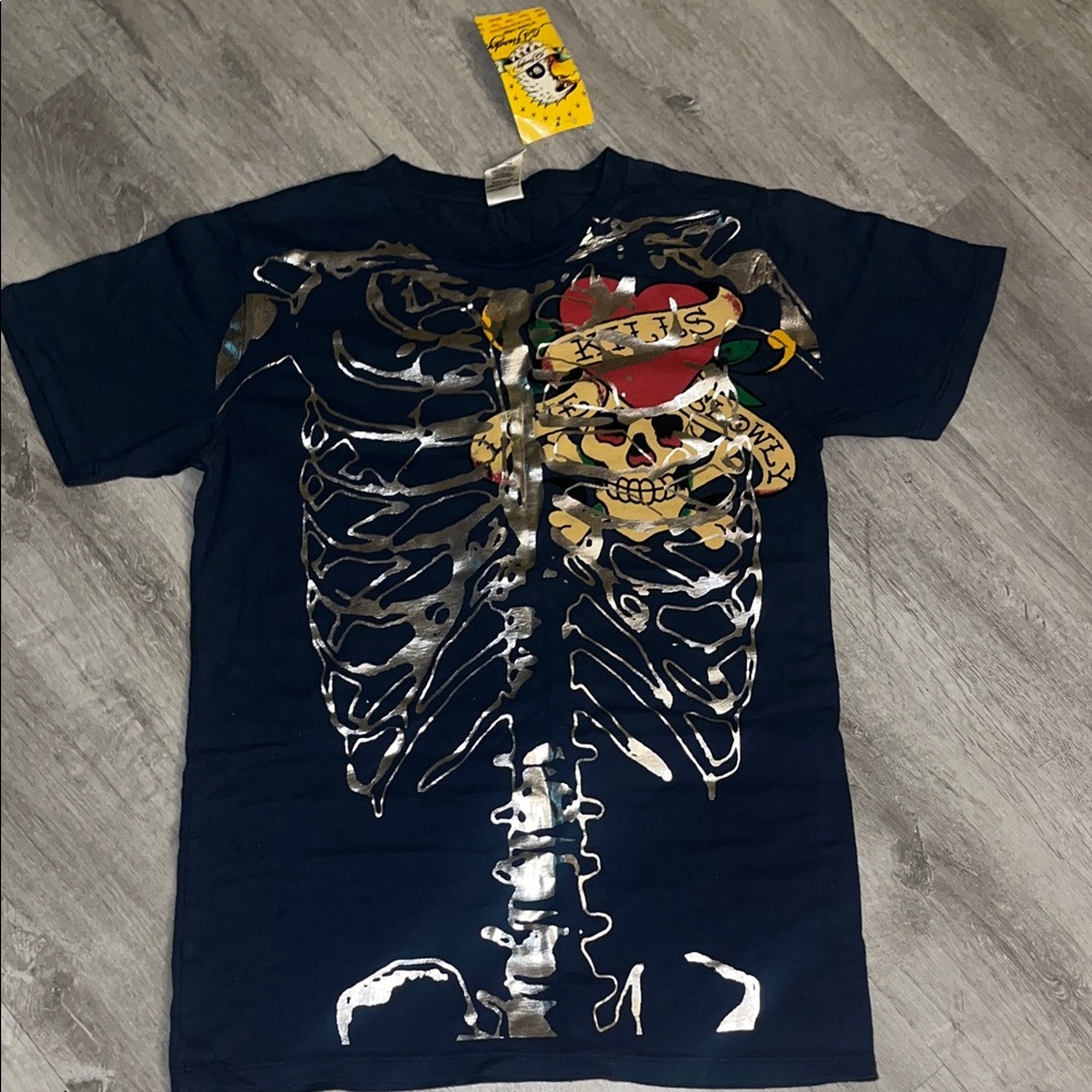 Ed Hardy Black Skeleton Graphic T-Shirt
